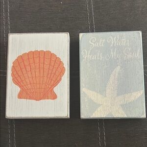 Coastal Decor Blocks with Shell and Starfish